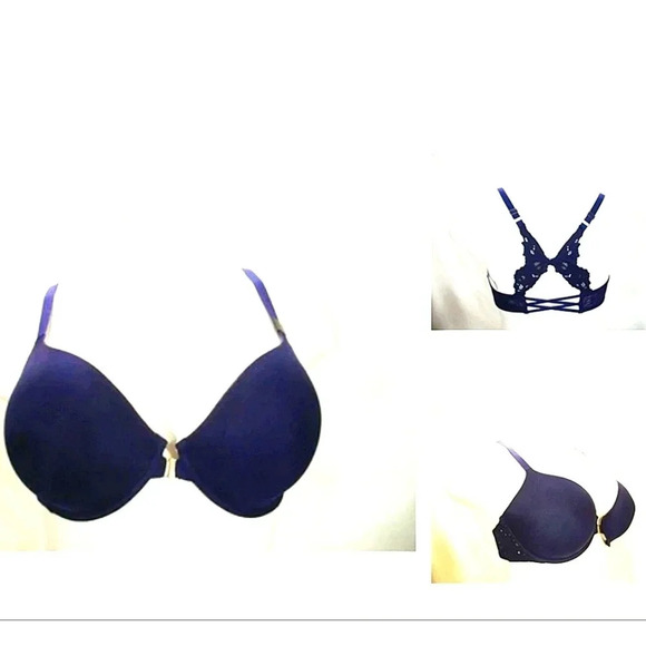 36DDD Unveiled Felina Beautiful Love Front Close Underwire Bra Navy Blue NWT - Picture 12 of 13